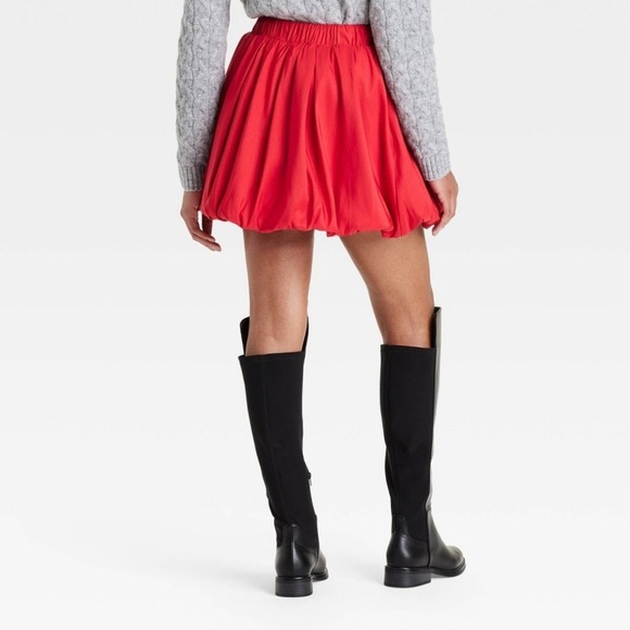Women's Bubble Hem Mini Skirt - A New Day™ Red new - Picture 2 of 9